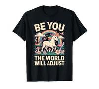 Sé tú, el Mundo ajustará Unicorn Rainbow Camiseta gráfica económica