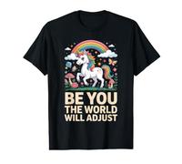 Sé tú, el Mundo ajustará Unicorn Rainbow Camiseta gráfica económica