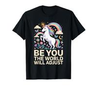 Sé tú, el Mundo ajustará Unicorn Rainbow Camiseta gráfica económica