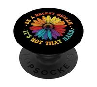 Sé un humano decente no es tan duro LGBT corazón retro PopSockets PopGrip Adhesivo