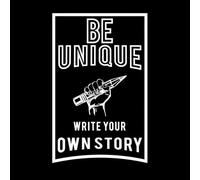 Sé único, escribe tu propia historia, tipografía moderna. Calcomanías de pared de PVC 57.6x90.7cm Vinilos para ventanas Blanco