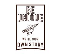 Sé único, escribe tu propia historia, tipografía moderna. Pegatinas de pared de papel adhesivo 57.6x90.7cm Impermeable Café