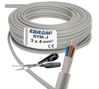 Se vende por metros con precisión en el metro: NYM-J 3 x 4 mm² (mm2), cable de instalación, gris, selección en pasos de 1 metro, ejemplo: 5 m, 10 m, 15 m, 18 m, 20 m, 25 m, 50 m, etc.