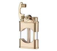 (Se vende sin queroseno) Mechero de queroseno vintage, encendedor de capacidad visible de latón, diseño clásico, regalo