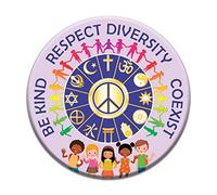 Sea amable, Respeta la diversidad, Coexistir - Anti-racismo, Igualdad, Cambio social, Botón político/Pinback