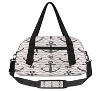 Sea Anchor - Bolsas de lona para niños y niñas, diseño de rayas rosas, náutica, ligera, deportiva, gimnasio, para niños, para llevar durante la noche, para fin de semana, bolsa de viaje o baile, Sea