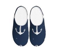 Sea Anchor - Pantuflas de franela para hombre, antideslizantes, cálidas, para invierno, para interiores y exteriores, multicolor, X-Small Men/ XX-Large Women
