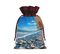 Sea And Shells - 1 bolsa de Navidad con cordón de 8.3 x 11.8 pulgadas, bolsa robusta para regalos y artículos esenciales de uso diario
