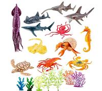 Sea Animal Toy Set - 21pcs Marine Life Figurines, Realistic OceanAnimal Figures for Kids Learning Play, Bath Pool Beach Aquarium Toy Set for Boys Girls Educational Marine Life Collection