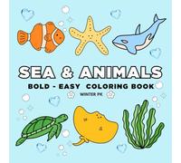 SEA & ANIMALS: Coloring book, designed for kids ages 3-12, combines fun and learning with 40 creative illustrations that explore the wonders of ocean life.