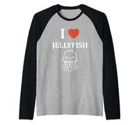 Sea Animals Jellyfish Cute Simple I Love Jellyfish Camiseta Manga Raglan