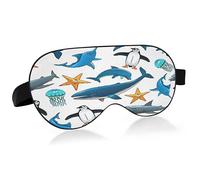 Sea Animals Sleep Mask Lightweight Soft Breathable Eye Mask with Adjustable Strap Blackout Eye Mask for Women Men for Travel Night Sleeping