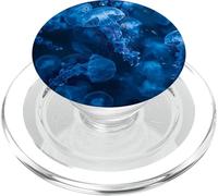 Sea Art Acuarela Subacuática Medusa Azul Oscuro PopSockets PopGrip para MagSafe