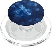 Sea Art Acuarela Subacuática Medusa Azul Oscuro PopSockets PopGrip para MagSafe