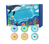 Sea Bath Balls, 6 Pieces Bubble Cleanser Set, 5.12x1.5x3.54 Inches Shower Sponge with Toy Surprise, Fun Bathing Foam Ball, Body Wash Tool with Gentle Design, Bath Accessory for Kids SPA and Home