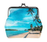 Sea Beach Blue Sky Monedero Kiss Lock Change Monedero Vintage Trinkets Pouch