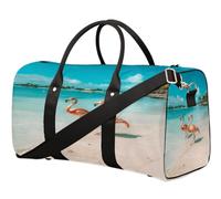 Sea Beach Flamingos - Bolsa de viaje para mujeres, hombres, niñas, niños, fin de semana, bolsa de noche, 22.7 L, bolsa de equipaje para deportes, gimnasio, yoga, color, 22.7L, Organizador de bolsas