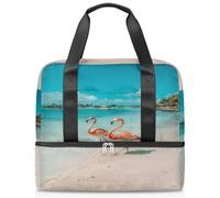 Sea Beach Flamingos - Bolsa deportiva de lona para mujeres, hombres, niños y niñas, 21 L, para fin de semana, para viajes, gimnasio, yoga, color, Big, Organizador de bolsas