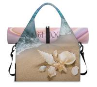 Sea Beach Shells - Bolsa deportiva con compartimento para zapatos, diseño de estrella de mar, para fin de semana, para la noche, para gimnasio, yoga, viajes, color, L, Bolsa de viaje