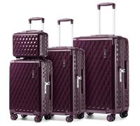 Sea choice Juego de 3 Maletas con Estuche para Cosméticos ABS+PC Maleta de Cáscara Dura con Cerradura TSA 8 Ruedas Giratorias Juegos de Viaje 4 Piezas