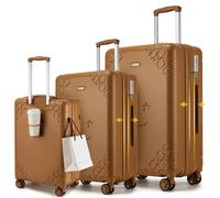 Sea choice Juego de Maletas 3 Piezas Set de 3 Maletas Rígidas Expandibles con Portavasos Ruedas 360° Equipaje Familiar