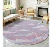 Sea Cloud Mountain - Alfombra redonda, antideslizante, suave, acogedora, de lana sintética, con bordes ajustados, decoración de cielo estrellado, ideal para sala de estar, entrada, dormitorio, estudio