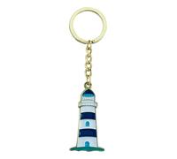 Sea-Club Llavero con diseño de faro azul, cinc, 3 x 12 cm, color dorado y esmaltado