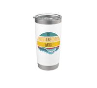 Sea Como El Agua Artes Marciales Taoísmo Océano Retro Arte Vaso térmico de acero inoxidable de doble pared