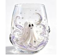 Sea creature drinking glass, hand-painted without stem,Artistic Octopus Drinking Glass, Ocean Fantasy Embossed Glass Collection, Coastal Home Decor Gift for Ocean Lovers