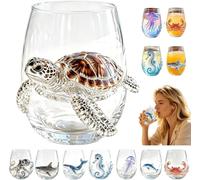 Sea creature drinking glass, hand-painted without stem,Artistic Octopus Drinking Glass, Ocean Fantasy Embossed Glass Collection, Coastal Home Decor Gift for Ocean Lovers