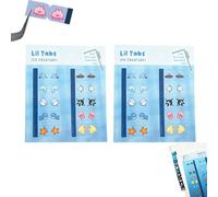 Sea Creatures Lil Tabs - Pegatinas plegables para cuaderno, más de 20 pestañas adhesivas de animales oceánicos, diseño fácil de alinear y plegar, pestaña adhesiva duradera para diarios (2PC)