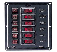 Sea-Dog 422110-1 Panel de interruptores CC vertical de aluminio, 6 interruptores