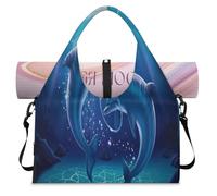 Sea Dolphins - Bolsa deportiva de lona para mujeres y hombres, delfines de semana, con compartimento para zapatos, bolsa de hombro para yoga, gimnasio, viajes, color, L, Organizador de bolsas