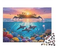 Sea Dolphins Puzzle para Adults 1000 Piece Recycled Coral Reef Puzzles para Elderly Impossible Hard Difficult Desafiante Excelente Gift Idea para Women 38x26cm/1000pcs