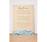 Sea-Fever by John Masefield Poetry Print, arte de pared de estilo vintage, tema náutico del océano, papel antiguo, tamaño A4