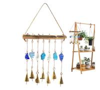 Sea Glas S Wall Arts - Colorido arte de cristal de mar atrapasueños arco iris | Hecho a mano con campanillas de viento de cristal de mar con madera flotante para patio, ventana, decoración del hogar y