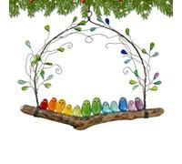 Sea Glass Art Birds, Rainbow Handmade Perch, Sea Glass Birds on Branch Driftwood Art, for Birthday, Balcony, Garden, Indoor, Outdoor, Nature Lovers, Window, Home