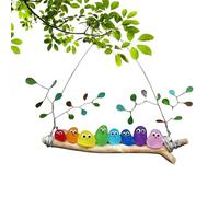 Sea Glass Art Birds, Rainbow Handmade Perch, Sea Glass Birds on Branch Driftwood Art, for Birthday, Balcony, Garden, Indoor, Outdoor, Nature Lovers, Window, Home