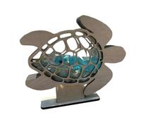 Sea Glass Box - Storage | Turtle Sea Glasses Display with Clear Panel, Elegant Memory Keepsake For Apartment Dorm Workplace Table Shelf Window Home, Dark Wood