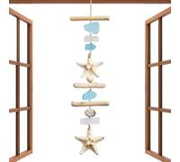 Sea Glass Ornament - Coastal Beach Themed Hanging Decor, Natural Driftwood Sea Star Shell Pendant, Nautical Wall Art | For Home Indoor Outdoor Living Room Bedroom Kitchen Bathroom Restaurant Windowsi