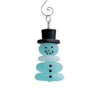 Sea Glass Ornaments - 3D Resin Snowman Collectible | Handmade Christmas Ornament with Coastal Style Features for Holiday Decor in Home Kitchen, Tree Garden, Wall, Window and Beach Lovers
