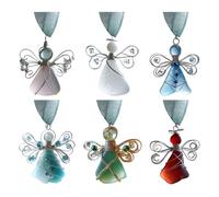 Sea Glass Ornaments - 6 Piece Angel Pendant Set, 2D Acrylic Christmas Tree Hanging Decor, Shimmering SeaThemed Holiday Ornaments for Workplace, Living Room, Kitchen, and Entryway Displays