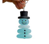 Sea Glass Snowman - Christmas Ornament Decor, Handmade 3D Resin Sea Glass Snowman Figurine | Oceans Style Hanging Christmas Ornament | Decor for Tree Home Kitchen Window Garden Beach Lover Holiday