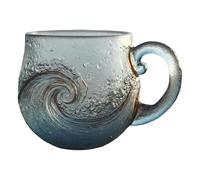Sea Glass Wave Mug - Glass 9x12x9cm 300ml | Beach Theme Mug | Coffee Mugs For Summer Drinks, Coastal Kitchen Decor, And Daily Coffee Or Tea Use