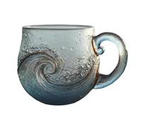 Sea Glass Wave Mug,Handmade Sea Wave Glass Mug,Unique Sea-Inspired Drinking Vessel for Beach Lovers,Wave Design for Coffee and Drinks (1 pcs)