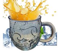 Sea Glass Wave Vaso, 300 ml, taza ondulada de cristal marino con asa, taza de té con diseño de playa azul taza de café con textura de olas del mar para adultos, hogar, playa, vino, oficina, niños