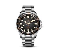 SEA-GULL Reloj de buceo mecánico automático para hombre, acero inoxidable, resistente al agua hasta 300 m, para vestir de negocios, calendario luminoso, 44 mm, serie Ocean 1210, Negro grafito