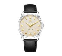 SEA-GULL Reloj mecánico para hombre, May Day Vintage Series Classic Réplica Automático, logotipo "129.5 cm, correa de cuero, gaviota ST2130, 819.17.1070, negro, Correa