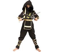SEA HARE Disfraz de guerrero samurai negro de Ninja Power para niños (S:4-6 años)