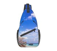 Sea Island Sky Clouds Sling Bag Mochila cruzada de viaje Mochila de pecho para hombres y mujeres, hombros izquierdo y derecho ajustables Senderismo Mochila informal
